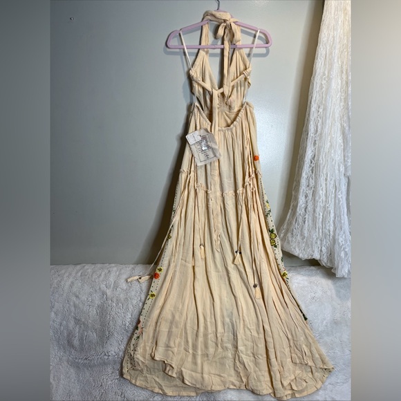 Free People Bali Palm Desert  Bodysuit Embroidered Maxi Dress L - Picture 7 of 7